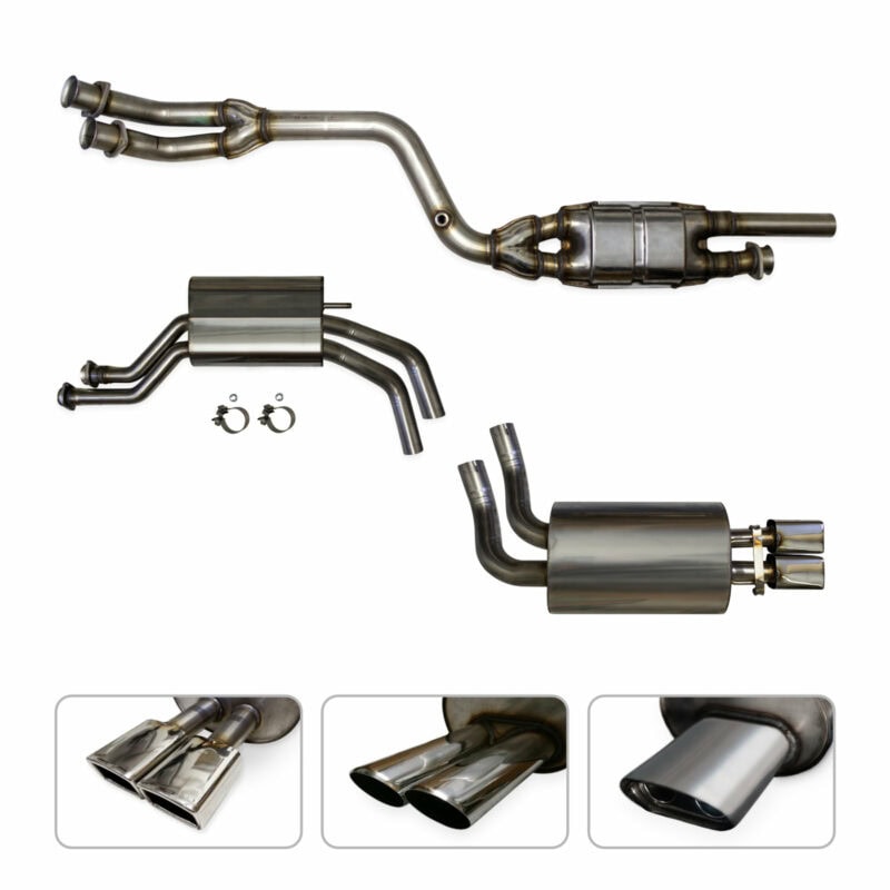 Mercedes W201 190E stainless steel exhaust systems at rpm-depot.co.uk ART 001423 Powerpack Edelstahl Komplettanlage Mercedes W201 190E 16V 2.5 16 Evo mit 200 Zellen kat 1