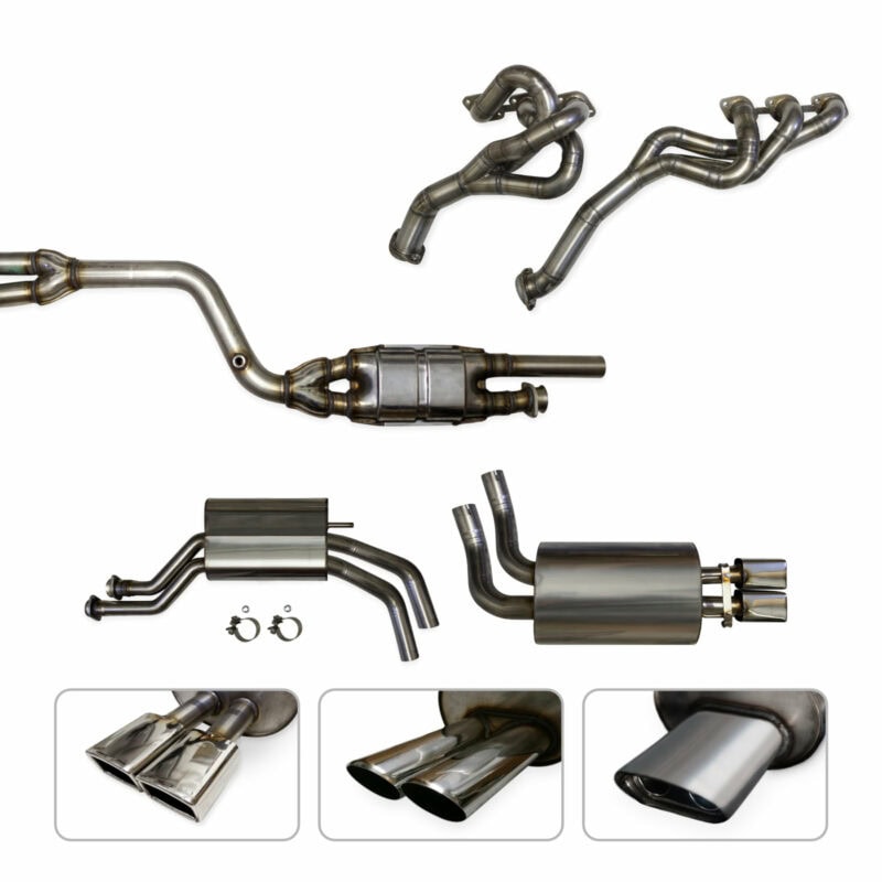 Mercedes W201 190E Edelstahl Abgasanlagen auf rpm-depot.de ART 001432 Powerpack Abgasanlage mit Faecherkruemmer Mercedes W201 190E 2.6 M103 Sechszylinder mit 200 Zellen Kat 1